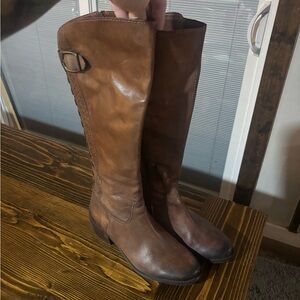 Brown Leather Knee-High Boots